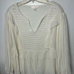 LC Lauren Conrad Cream Ruffled Blouse